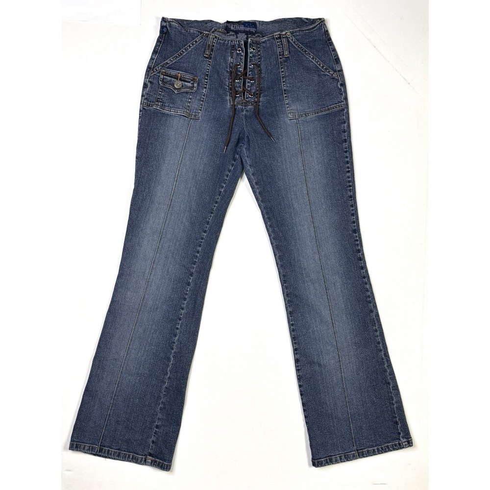 Tyte Jeans Women's 11 Tie Y2K Bootcut Blue Denim Stretch